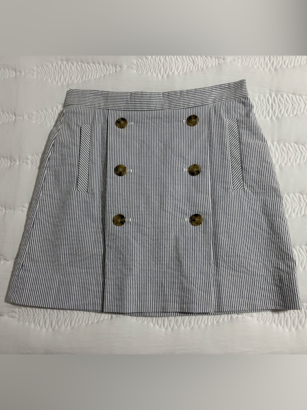 J. Crew Striped Blue & White Seersucker Skirt
